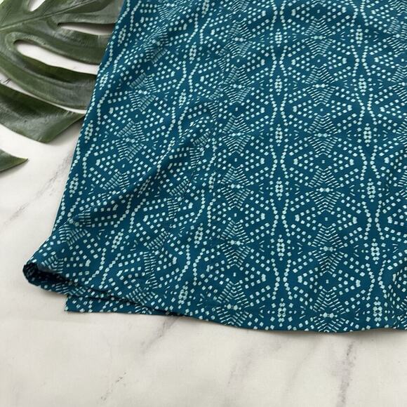 Rip Skirt Womens Wrap Size L Teal Blue Geometric Print Short Stretch Mini - Picture 10 of 10